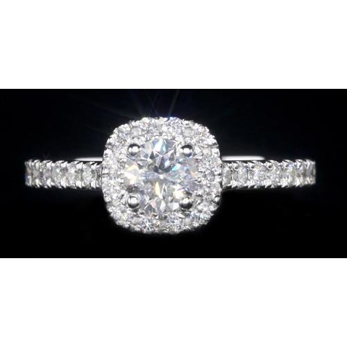 Véritable Bague De Fiançailles Sertie Halo 1.85 Carats Or Blanc 14 Carats