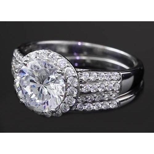 Véritable Bague De Fiançailles Sertie Halo Ronde De 3.50 Carats