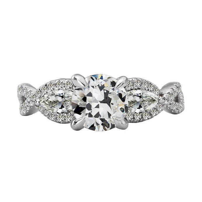 Véritable Bague Diamant Poire & Rond Vieux mineur Style Infini 7 Carats