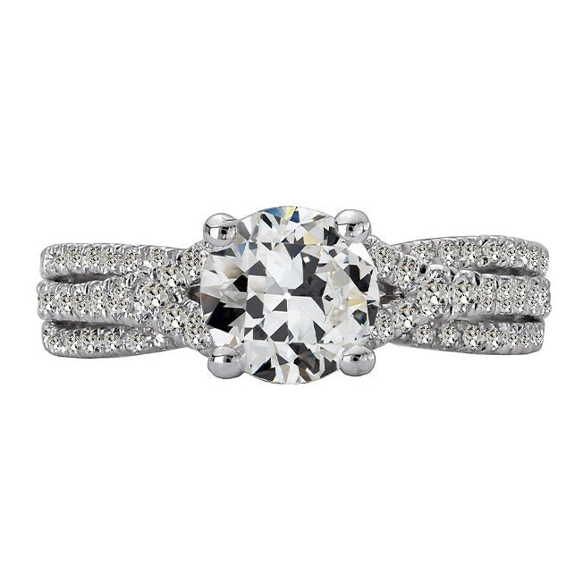 Véritable Bague Diamant Rond Taille Ancienne Bijoux Dames Or 7.50 Carats