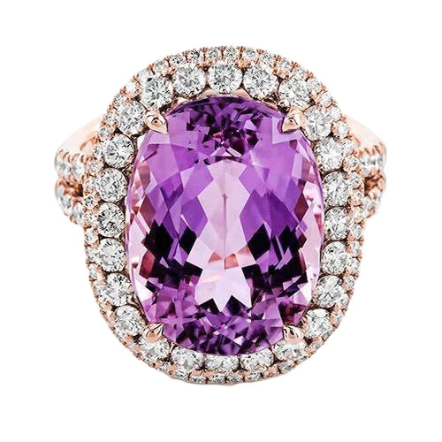 Véritable Bague En Cristal De Kunzite Violet
