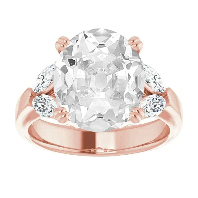 Véritable Bague En Diamant Ovale Et Marquise De 10 Carats
