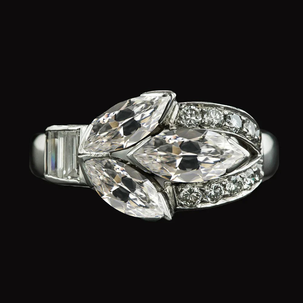 Véritable Bague Femme Diamant Marquise 12 Carats