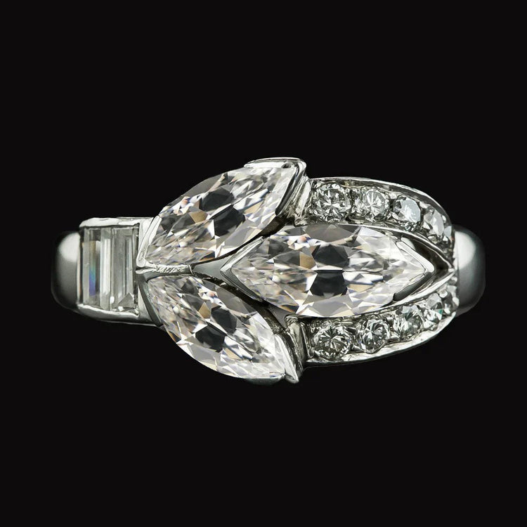 Véritable Bague Femme Diamant Marquise 12 Carats