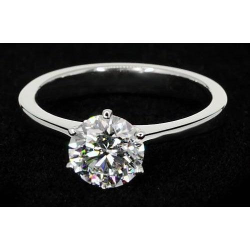 Véritable Bague Solitaire Diamant Rond 1.50 Carats Or Blanc 14K