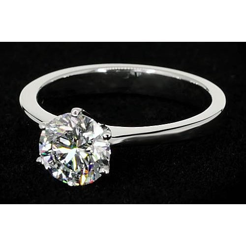 Véritable Bague Solitaire Diamant Rond 1.50 Carats Or Blanc 14K