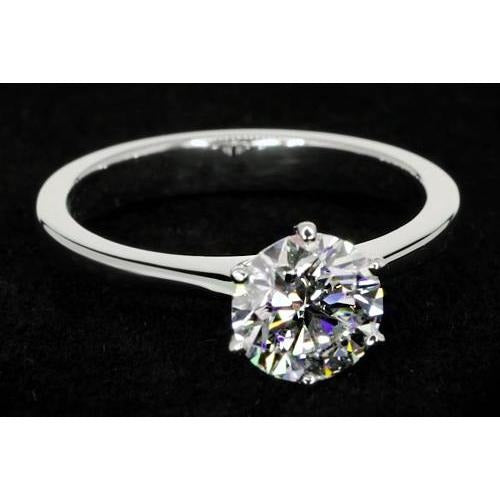 Véritable Bague Solitaire Diamant Rond 1.50 Carats Or Blanc 14K