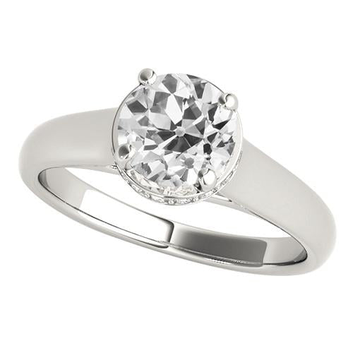 Véritable Bague Solitaire Femme Diamant Taille Ancienne 4 Griffes Serti 2 Carats