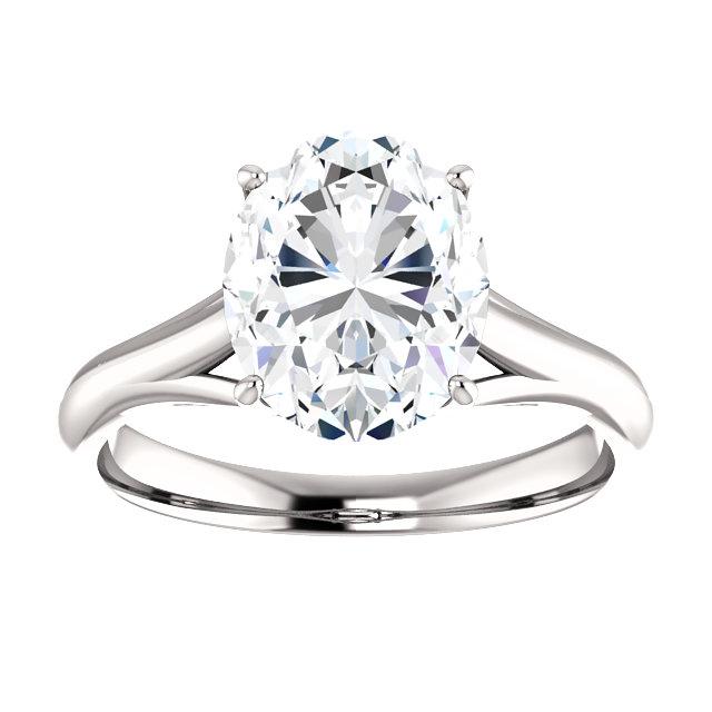 Véritable Bague Solitaire Ovale 5 Carats Sertissage Treillis Or Blanc Bijoux