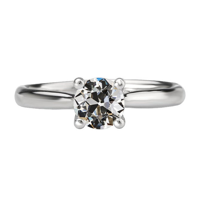 Véritable Bague Solitaire Ronde Diamant Taille Vieille Mine 2 Carats Bijoux Femme