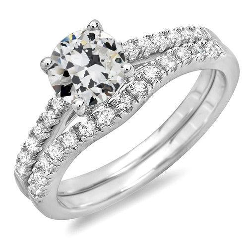 Véritable Bague de fiançailles en or 14K sertie de bijoux taillés dans une ancienne mine 4.50 carats