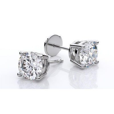 Véritable Boucle D'oreille Diamant 2 Carats Or Blanc 14K