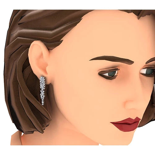 Véritable Diamant Lustre Boucles d'Oreilles Grappe