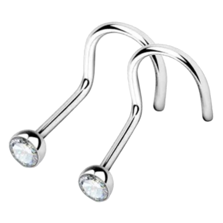 Véritable Diamant Nez Épingle Ensemble Liège Vis Style