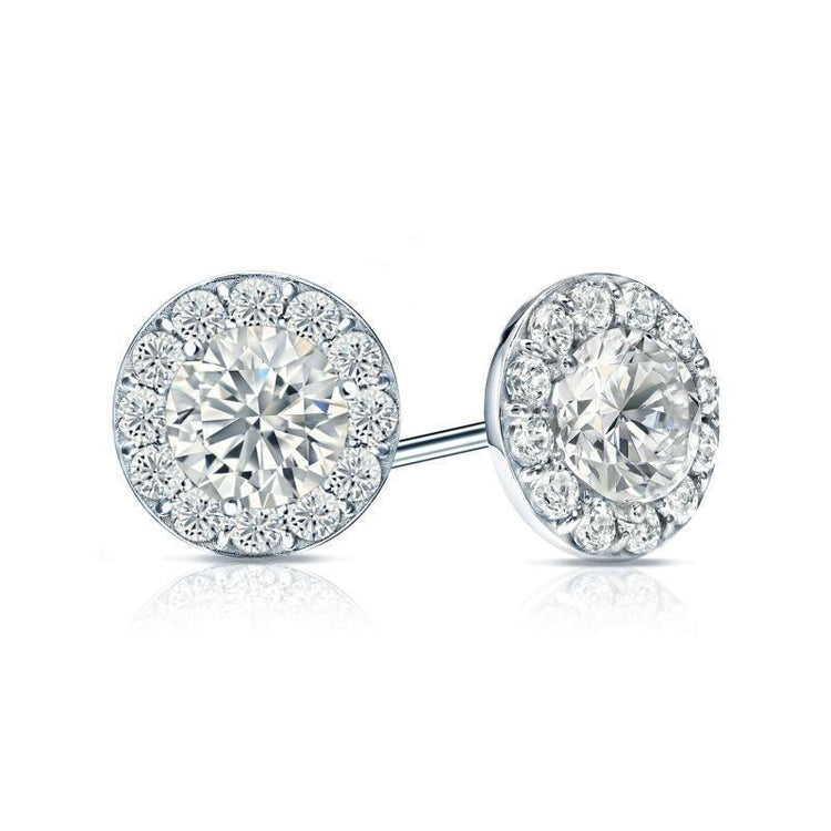 Véritable Diamants Halo Femmes Clous D'Oreilles 3.60 Carats Or Blanc 14K
