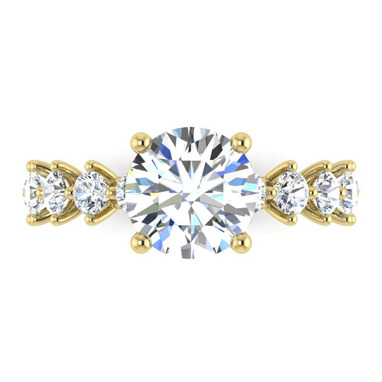 Véritable Rond Bague en Diamant Avec Accents Or Jaune