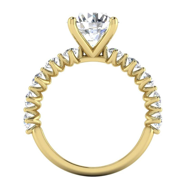 Véritable Rond Bague en Diamant Avec Accents Or Jaune