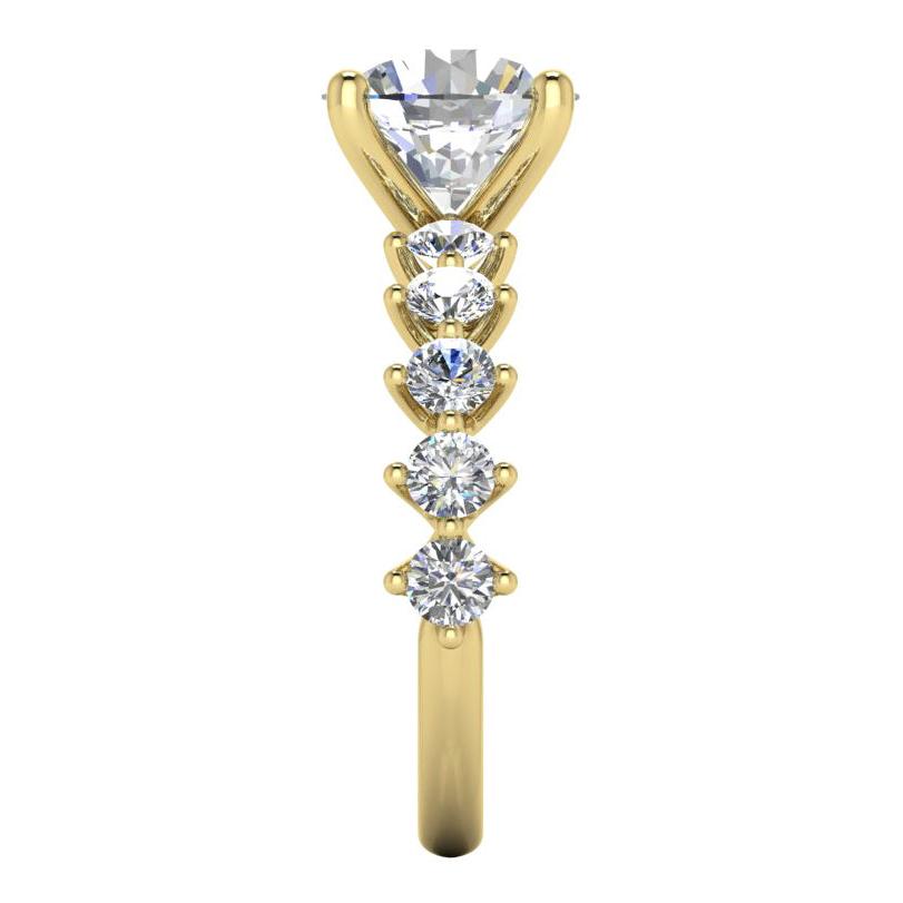 Véritable Rond Bague en Diamant Avec Accents Or Jaune