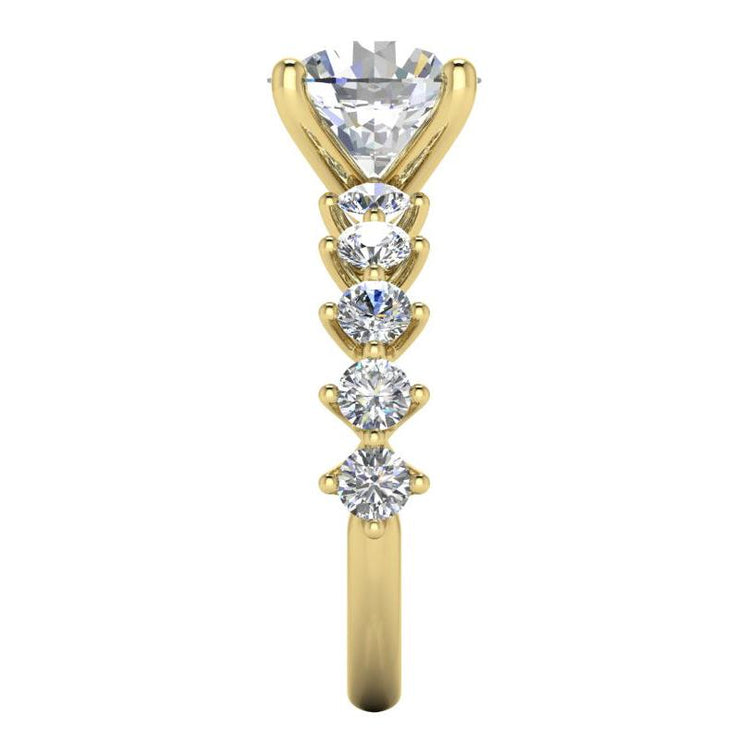 Véritable Rond Bague en Diamant Avec Accents Or Jaune