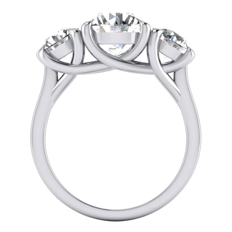 Véritable Rond Diamant Bague Trois Pierres