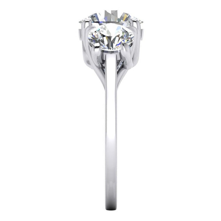 Véritable Rond Diamant Bague Trois Pierres