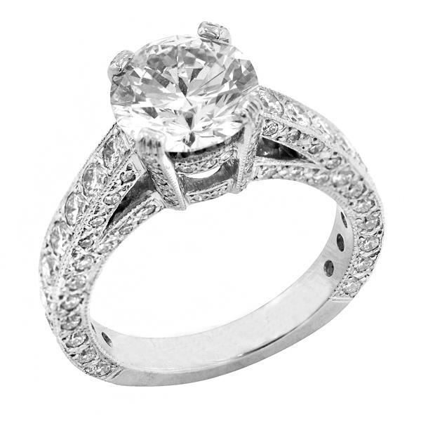 Véritable 3.40 Carats Diamant Style Antique Alliance Or Blanc 14K
