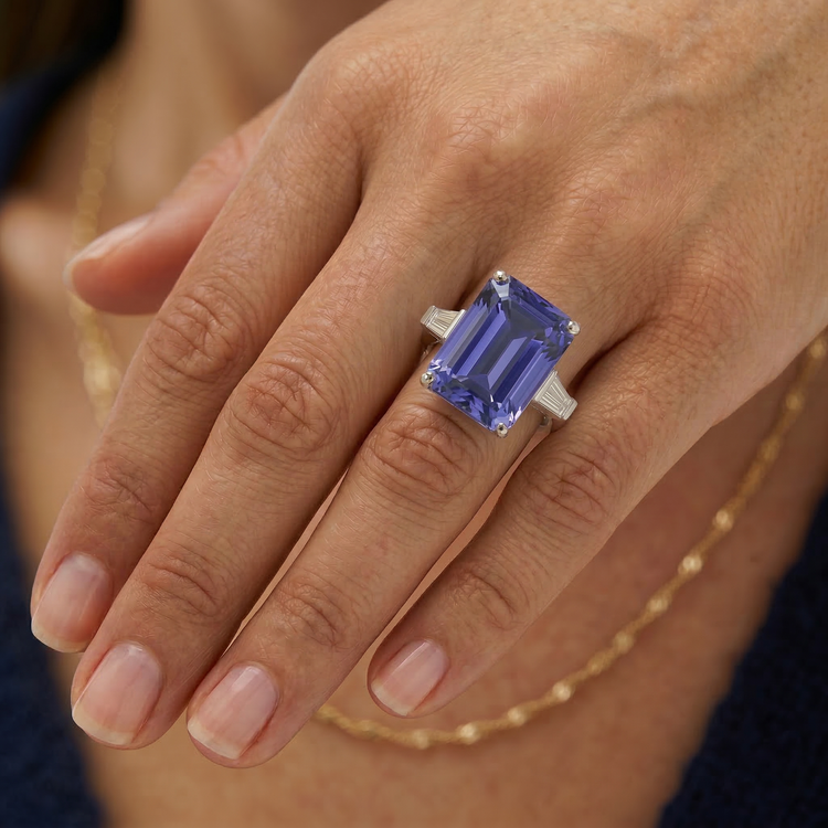 Véritable Bague En Gros Saphir De 11 Carats