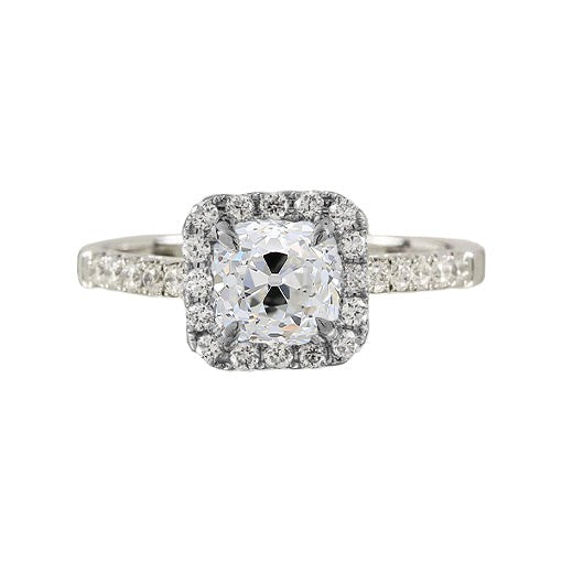 Vieux mineur Cushion Halo Réel Diamond Ring 1.75 Carats Pave Set Bijoux