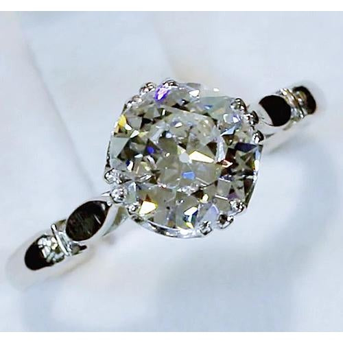Vieux mineur Solitaire Réel Diamond Ring Engagement 2.50 Carats Bijoux 14K