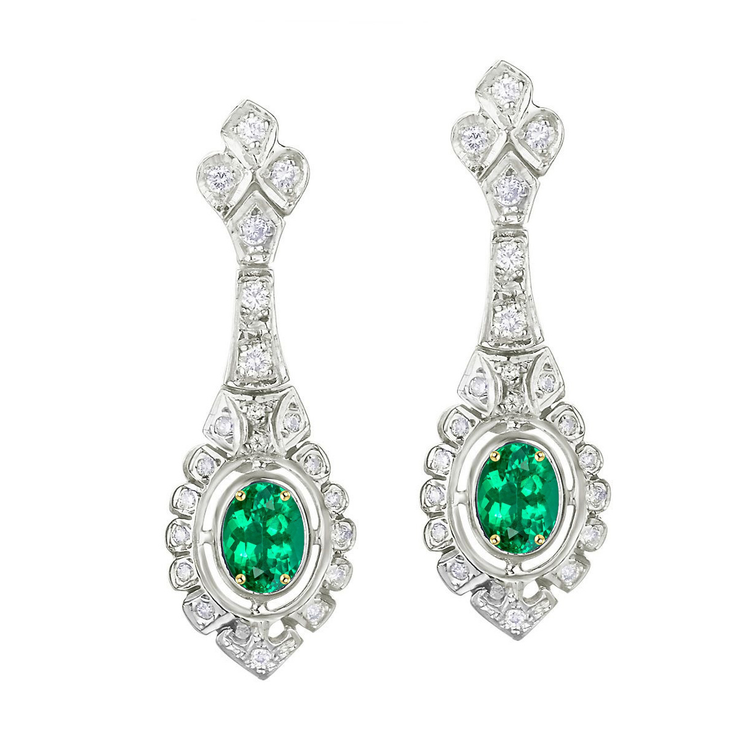 Émeraude Fine Gemstone Earring 1,50-carats Or 14K Bicolore – vue principale