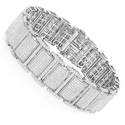 White Gold 14K 23 Carats Round Cut Réel Diamond Men's Bracelet