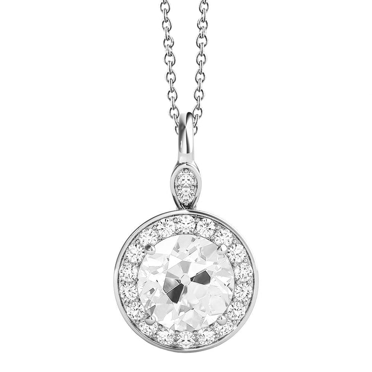 Taille Old Mine Diamant Fin bague en Or Blanc 14 Carats – vue principale
