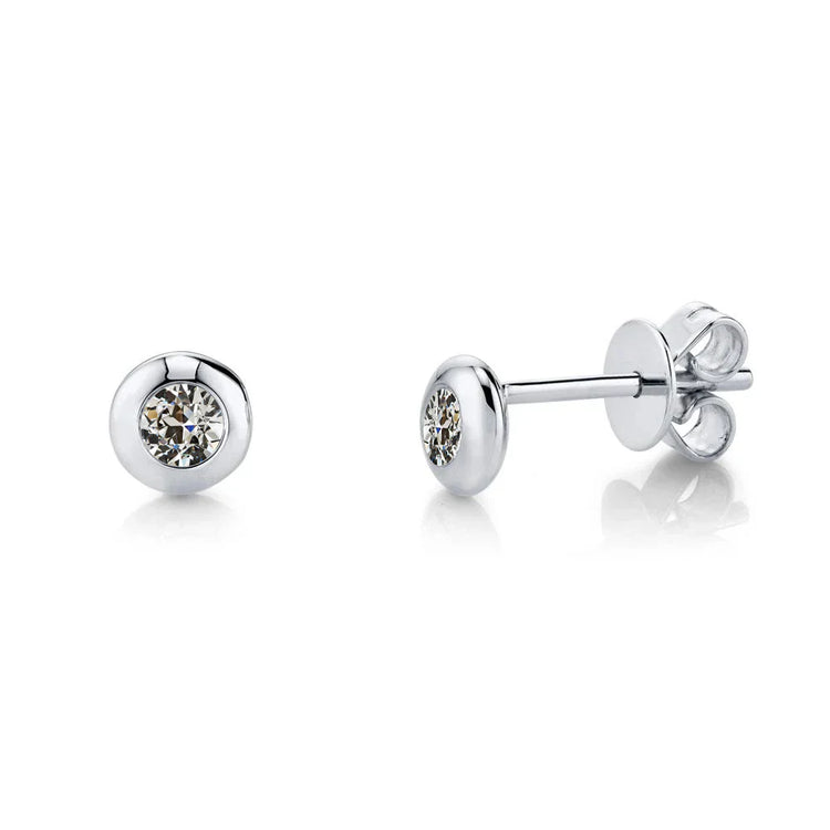 Boucles d'Oreilles Or Blanc 14 Carats avec Diamant Fin – vue principale