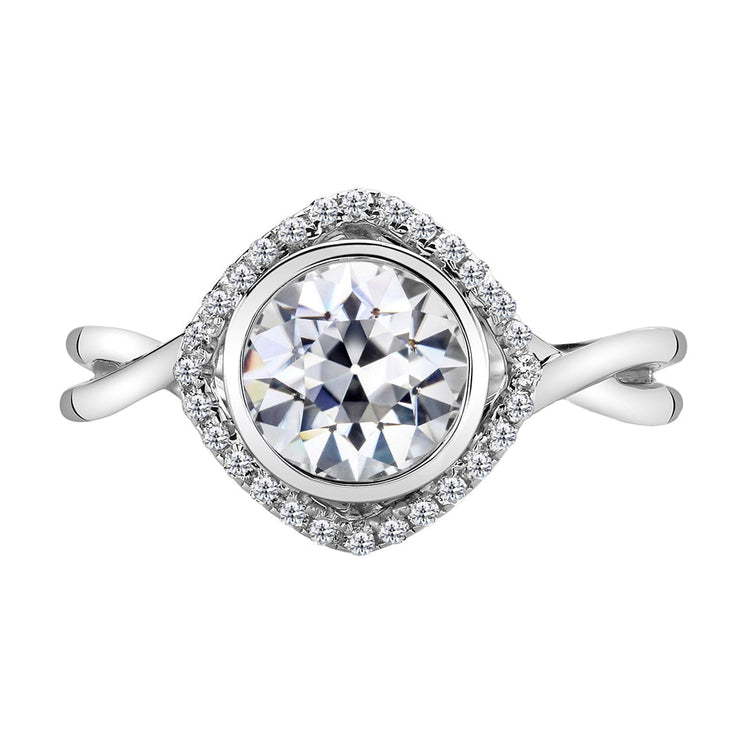 Diamant Fin Bague Sertie Halo 2-carats Or Blanc 14 Carats – vue principale