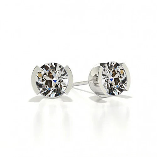 Diamant Fin Pendants d'Oreilles 1-carats Or 14K Blanc – vue principale