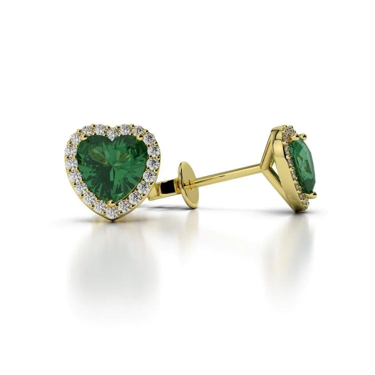 Émeraude Fine Studs- Halo 6,00-carats Or Jaune 14 Carats – vue principale