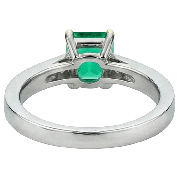 Taille Émeraude Émeraude bague en Or 14K Bicolore – vue arrière
