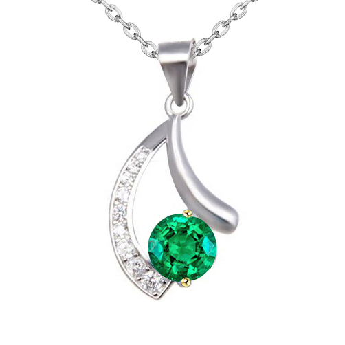Taille Ronde Émeraude Fine bague en Or Bicolore 14 Carats – vue principale