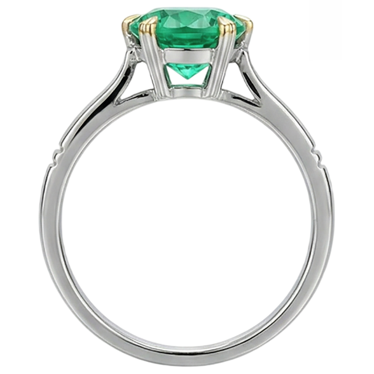 Émeraude Fine Bague avec Gemme 3 carats Or 14K Bicolore – vue de dessus