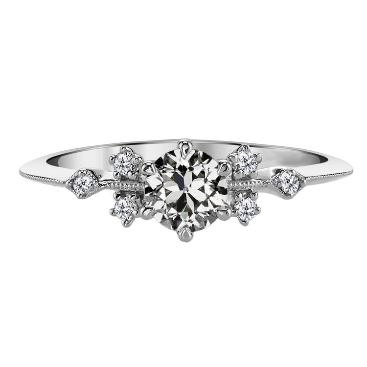 Taille Old Mine Brillant bague en Or 14K Blanc – vue principale