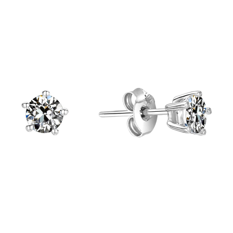 Diamant Taille Old Mine Puces d'Oreilles en Or Blanc 14 Carats – vue principale