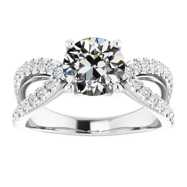 Coussin Antique Diamant bague en Or Blanc 14 Carats – vue principale