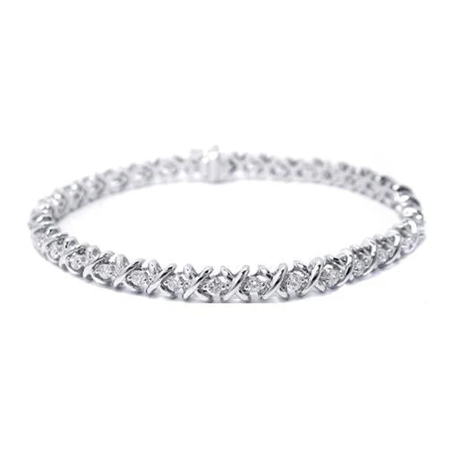 X Style 6.60 Ct Réel Diamants Taille Ronde Tennis Bracelet Or 14K Bijoux
