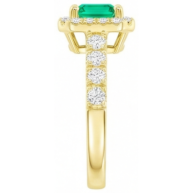 Taille à Degrés Émeraude Fine bague en Or Jaune 14 Carats – vue arrière