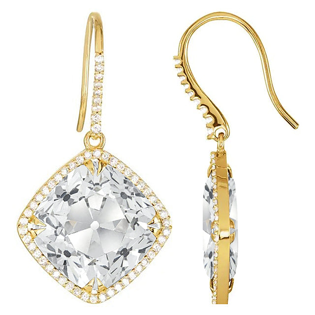 Diamant Fin Pendants d'Oreilles 11,50 carats Or Jaune 14 Carats – vue de face