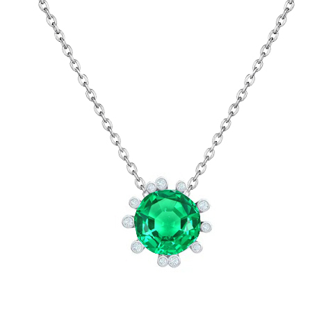 Émeraude Colombienne Pendentif Gemme 1-carats Or Blanc 14 Carats – vue principale