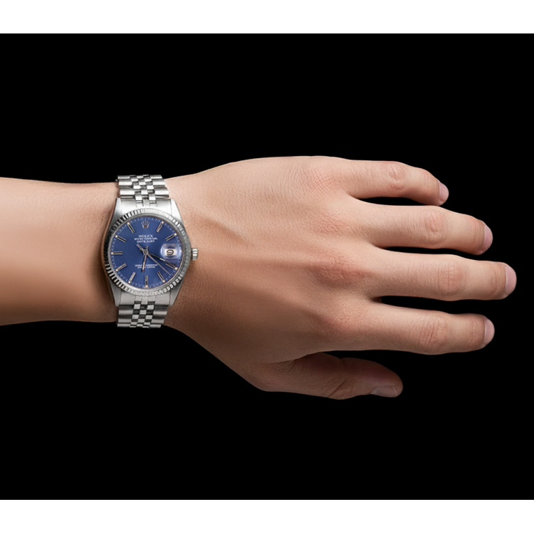 acier inoxydable jubilé Rolex Datejust Montre Homme Cadran Bleu Lunette Cannelée réglage rapide