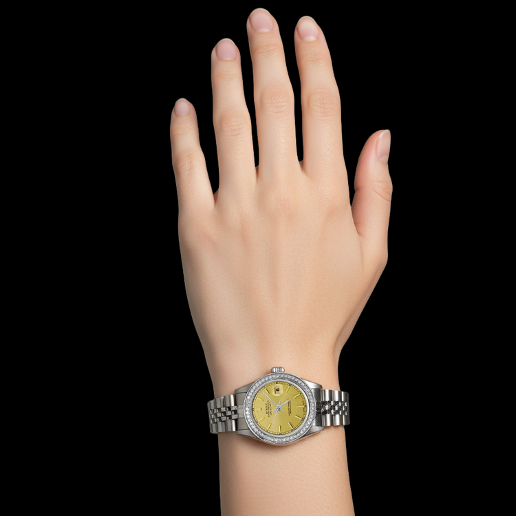 acier inoxydable Date juste cadran bâton de champagne Rolex montre femme jubilé P1