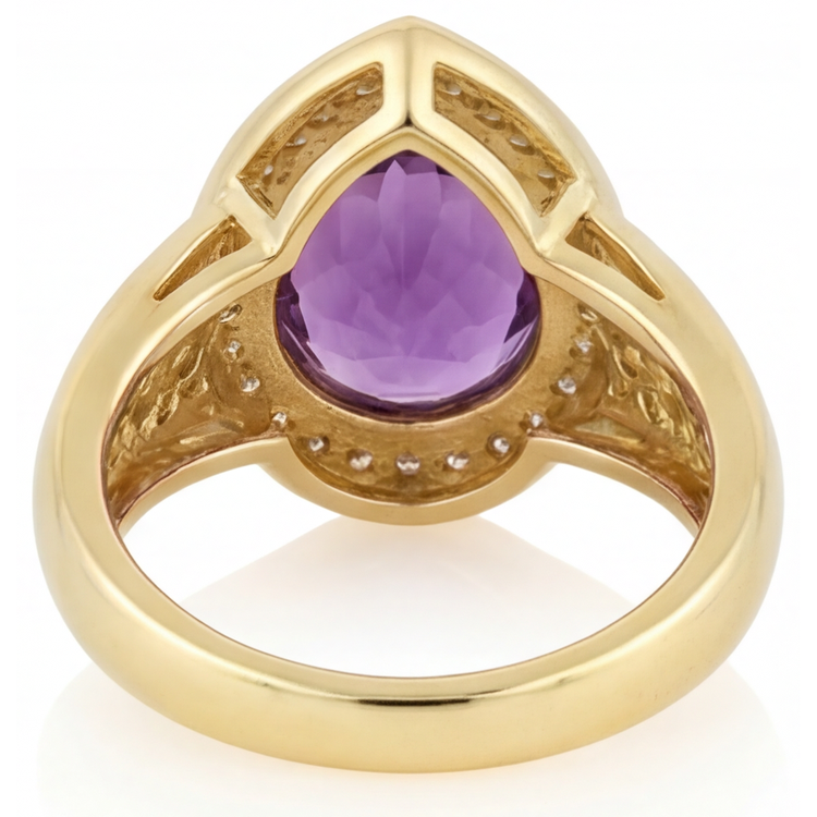 Améthyste Pourpre Bague avec Gemme 6,50 carats Or Jaune 14 Carats – vue de dessus