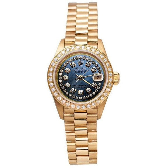 bleu Vadrouille chaîne cadran diamant lunette de montre présidentielle Rolex Datejust